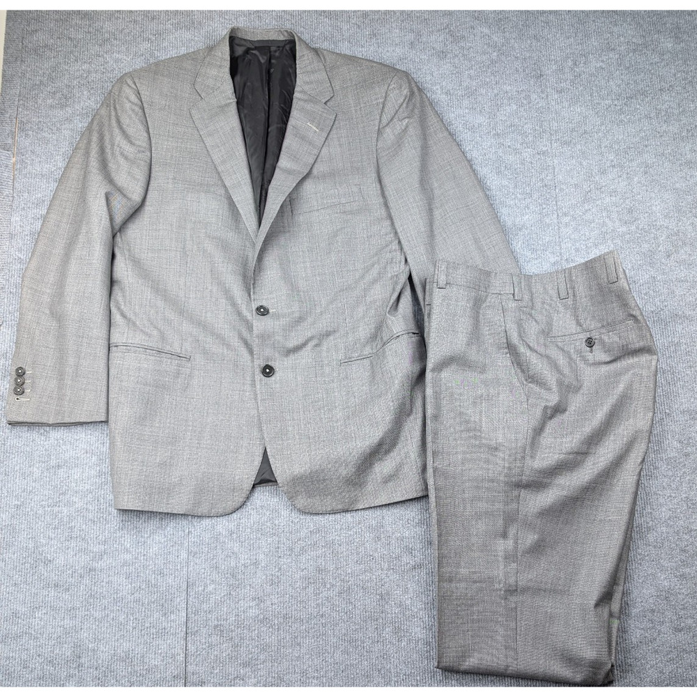 Oxxford Clothes Suit Men 42L Surgeon Cuffs Glen Plaid Wool Tailored Classic Gray